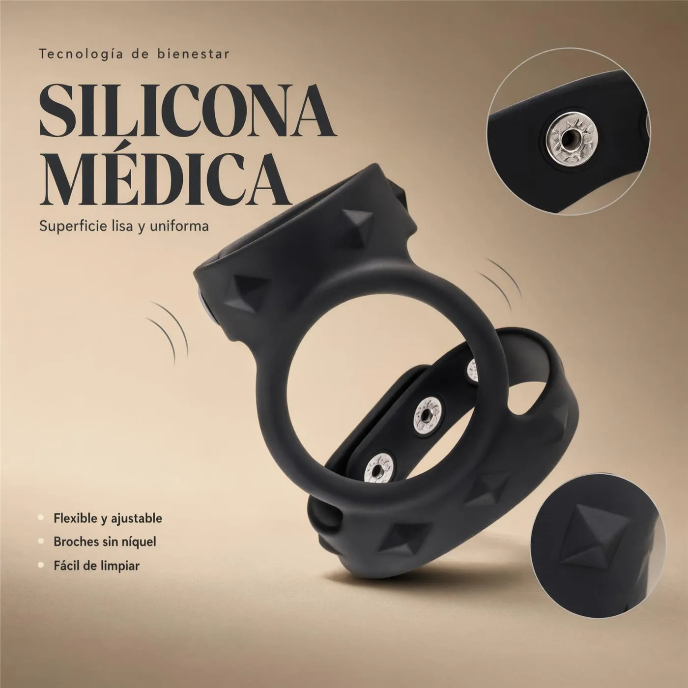 ANILLO DOBLE MÁS ARO TESTÍCULOS. PODER DE ERECCIÓN SILICONA AJUSTABLE