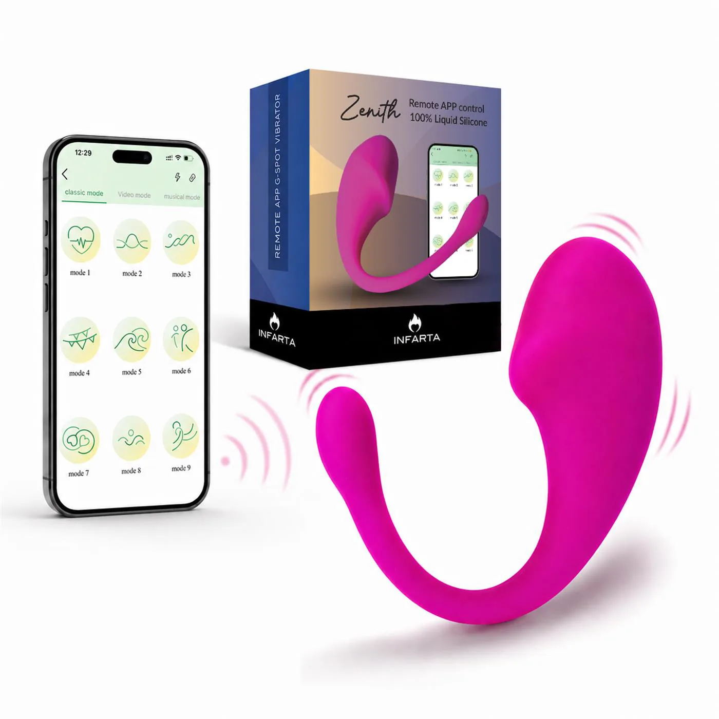 VIBRADOR PUNTO G ZENITH CON CONTROL POR APP Y 9 MODOS