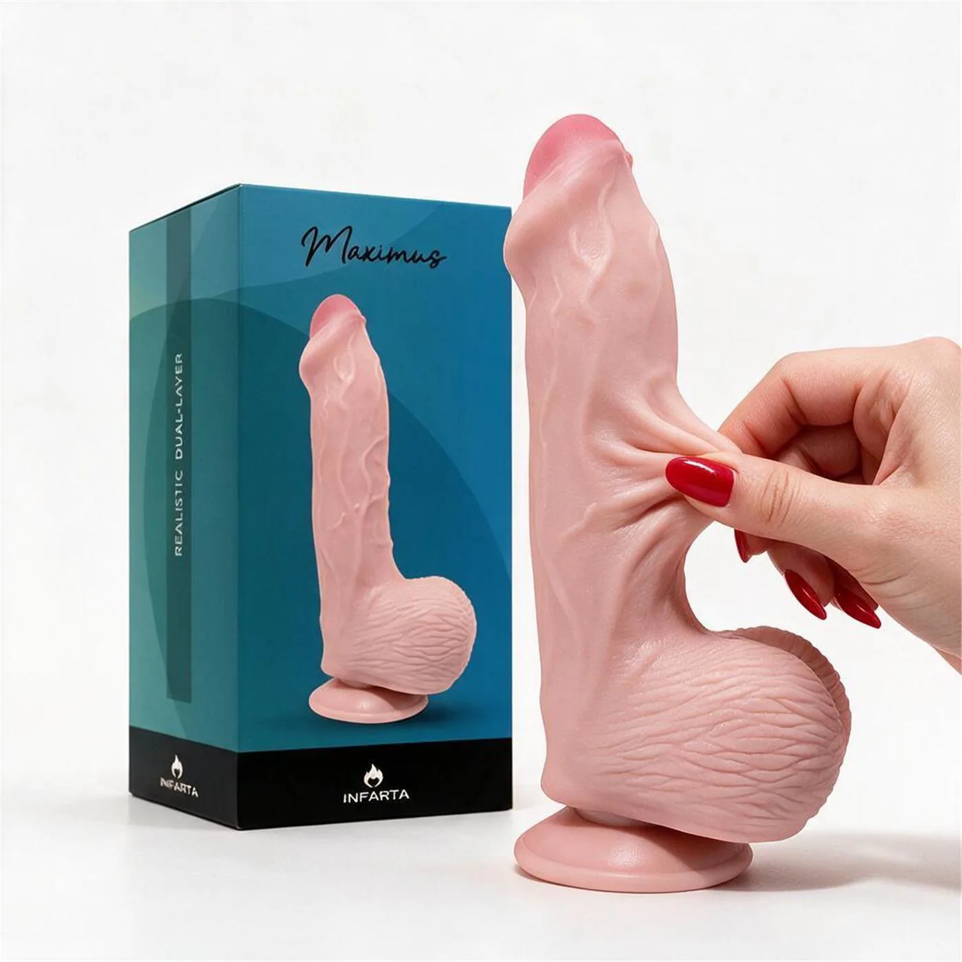 CONSOLADOR PELLIZCABLE REALISTA MAXIMUS TESTICULOS Y SOPAPA  22 CM