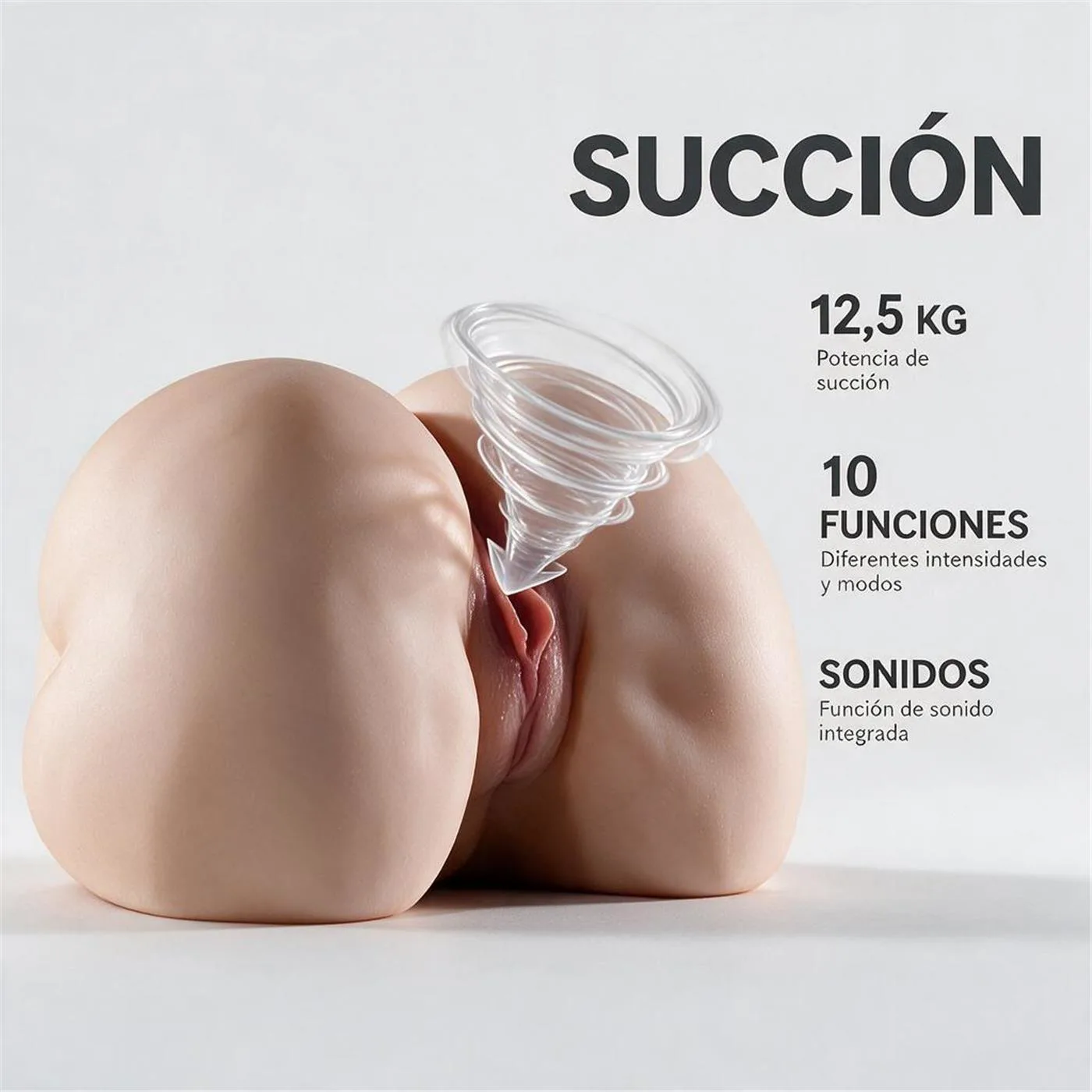 MASTURBATOR COLA Y VAGINA SUCCIÓN, VIBRACIÓN Y DIFERENTES GEMIDOS DE PLACER - PAMELA 