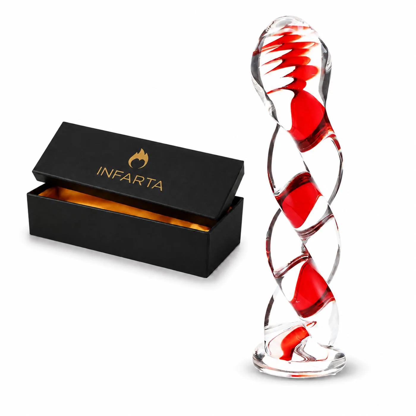 GLASS DILDO RUBY SWIRL