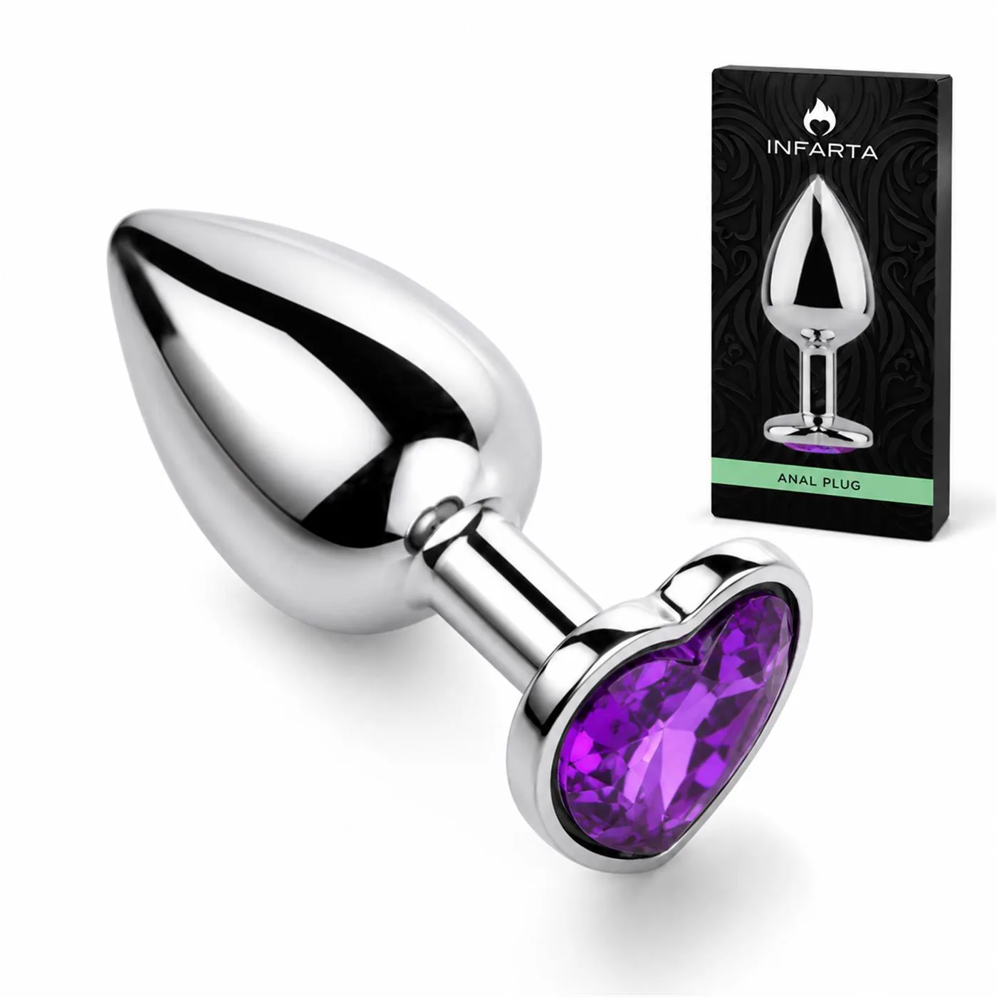 ANAL PLUG HEART LOVE METAL SMALL PURPLE