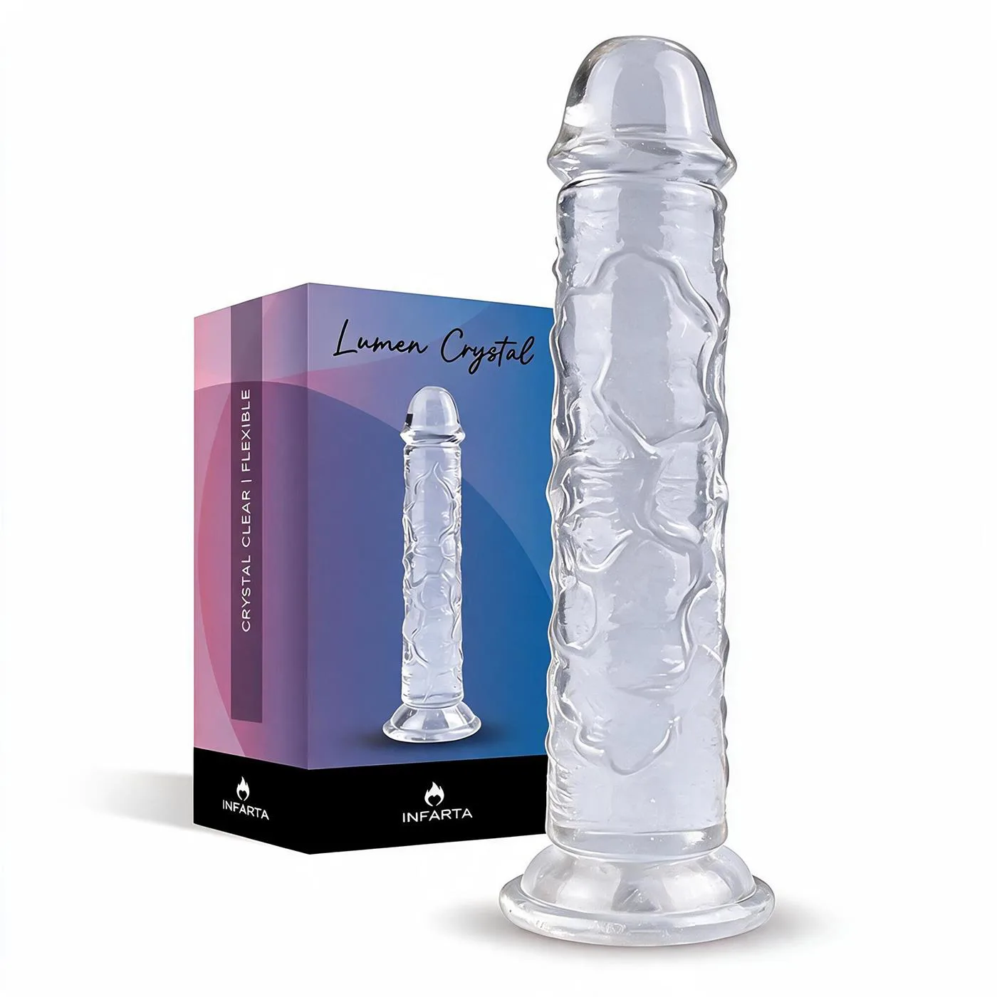 CONSOLADOR TRANSPARENTE LUMEN CRYSTAL DE TPE FLEXIBLE CON VENTOSA 16 CM