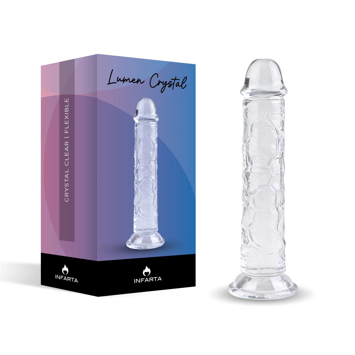 CONSOLADOR TRANSPARENTE LUMEN CRYSTAL DE TPE FLEXIBLE CON VENTOSA 16 CM