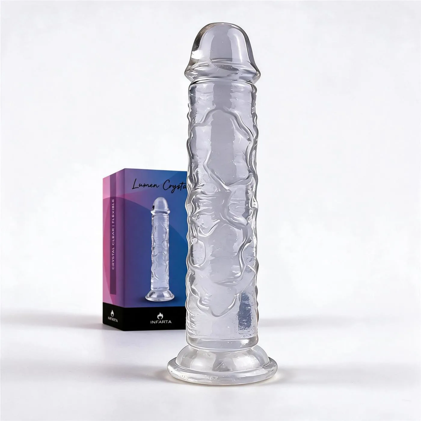 CONSOLADOR TRANSPARENTE LUMEN CRYSTAL DE TPE FLEXIBLE CON VENTOSA 16 CM