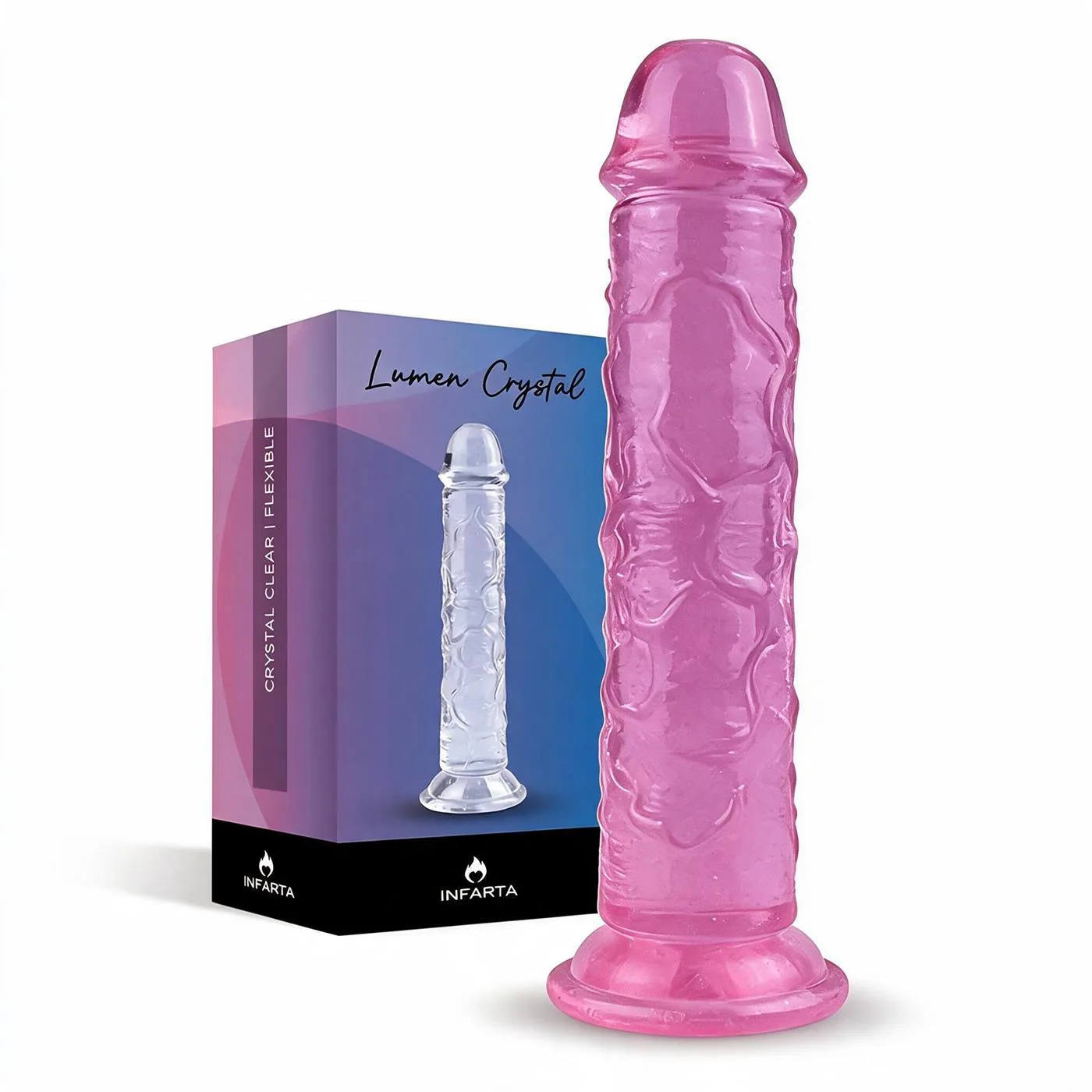 CONSOLADOR VIOLETA LUMEN CRYSTAL DE TPE FLEXIBLE CON VENTOSA 16 CM