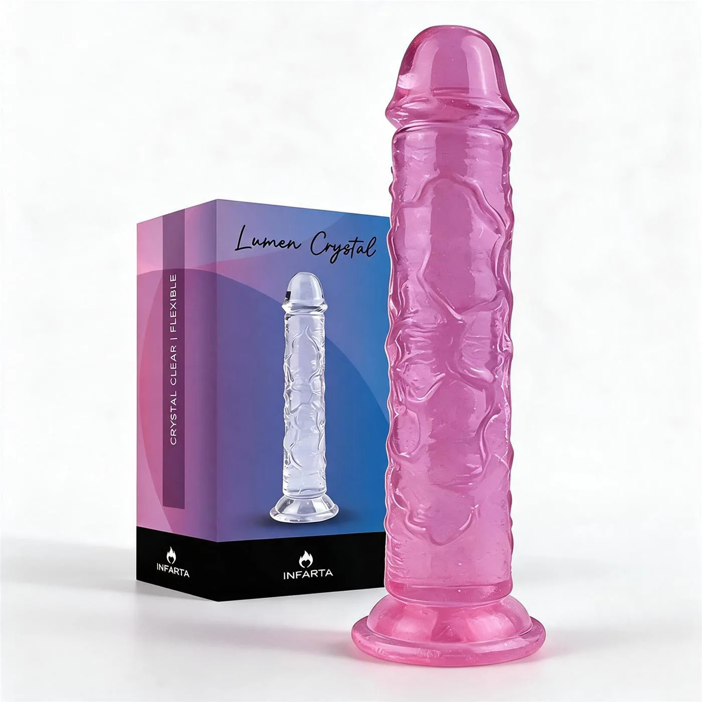 CONSOLADOR VIOLETA LUMEN CRYSTAL DE TPE FLEXIBLE CON VENTOSA 16 CM