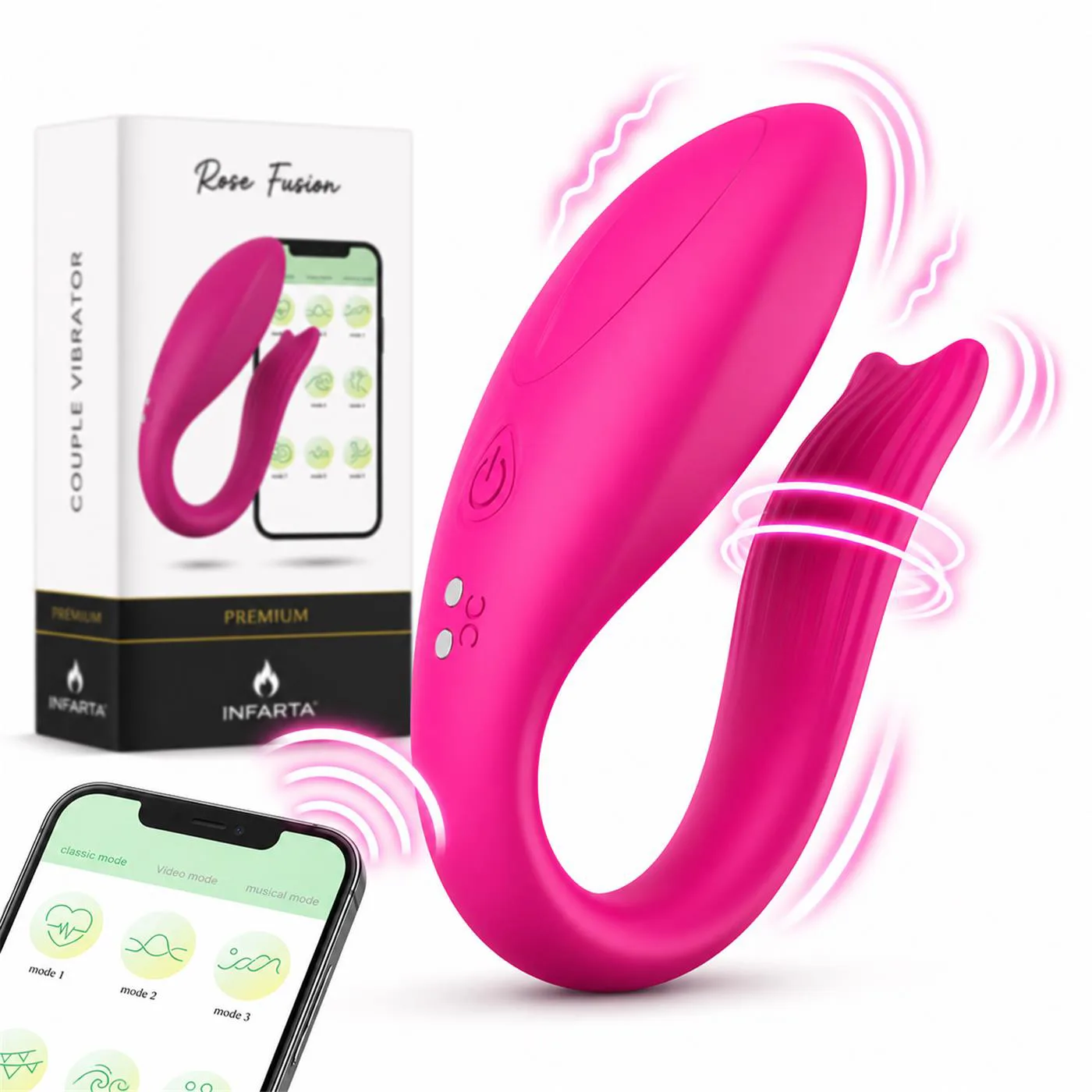 COUPLE VIBRATOR - APP ROSE FUSION