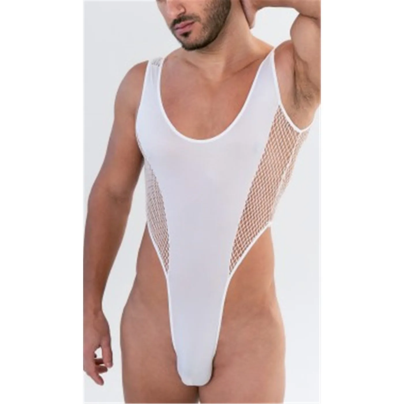 HOMBRE - BODY CAVADO DE MICROFIBRA Y RED 