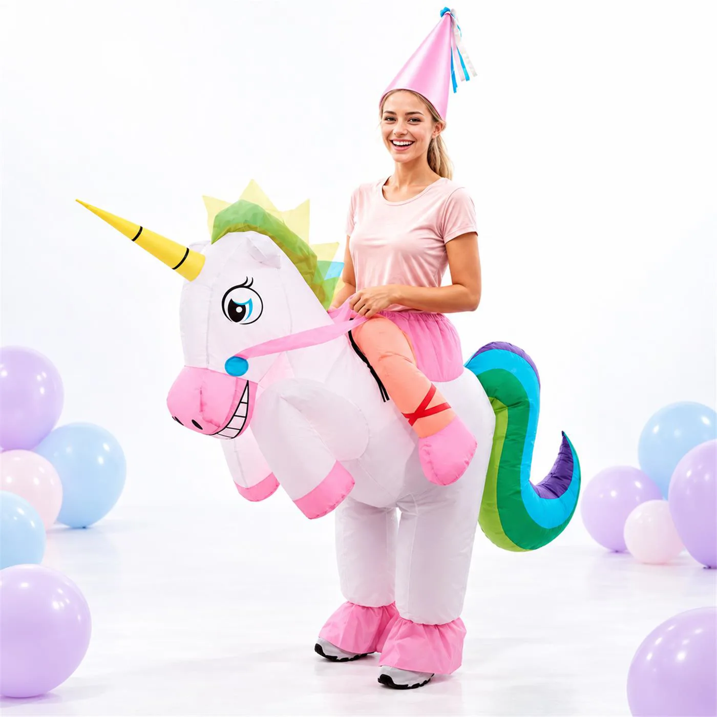 DISFRAZ DE UNICORNIO INFLABLE FIESTAS 150-190CM