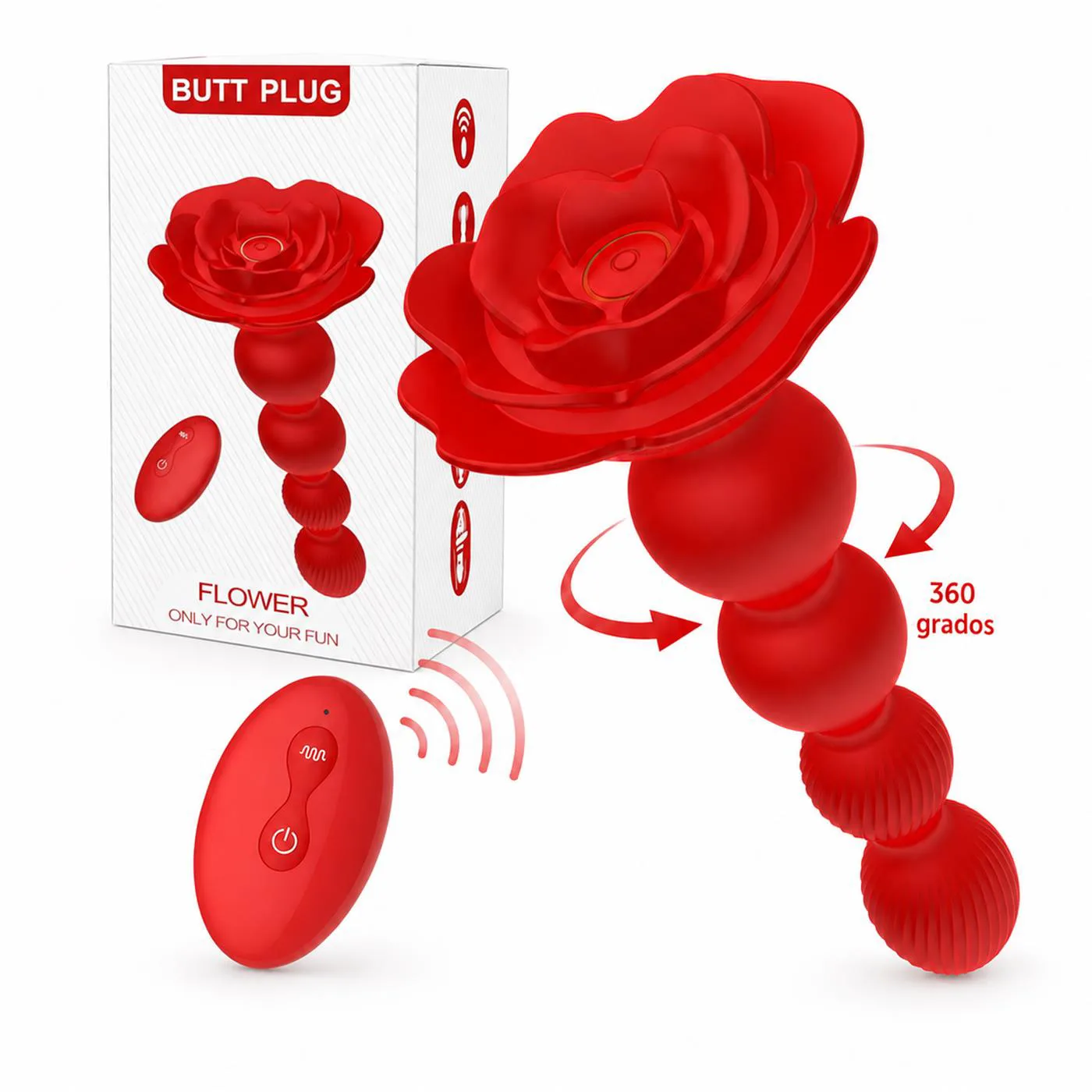 PLUG ANAL VIBRANTE Y GIRATORIO ROSALINE SECWELL CON CONTROL REMOTO Y APP