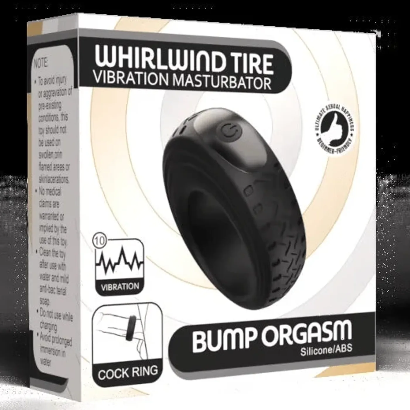 ANILLO VIBRADOR WHIRLWIND TIRE SECWELL RECARGABLE CON 10 MODOS USB