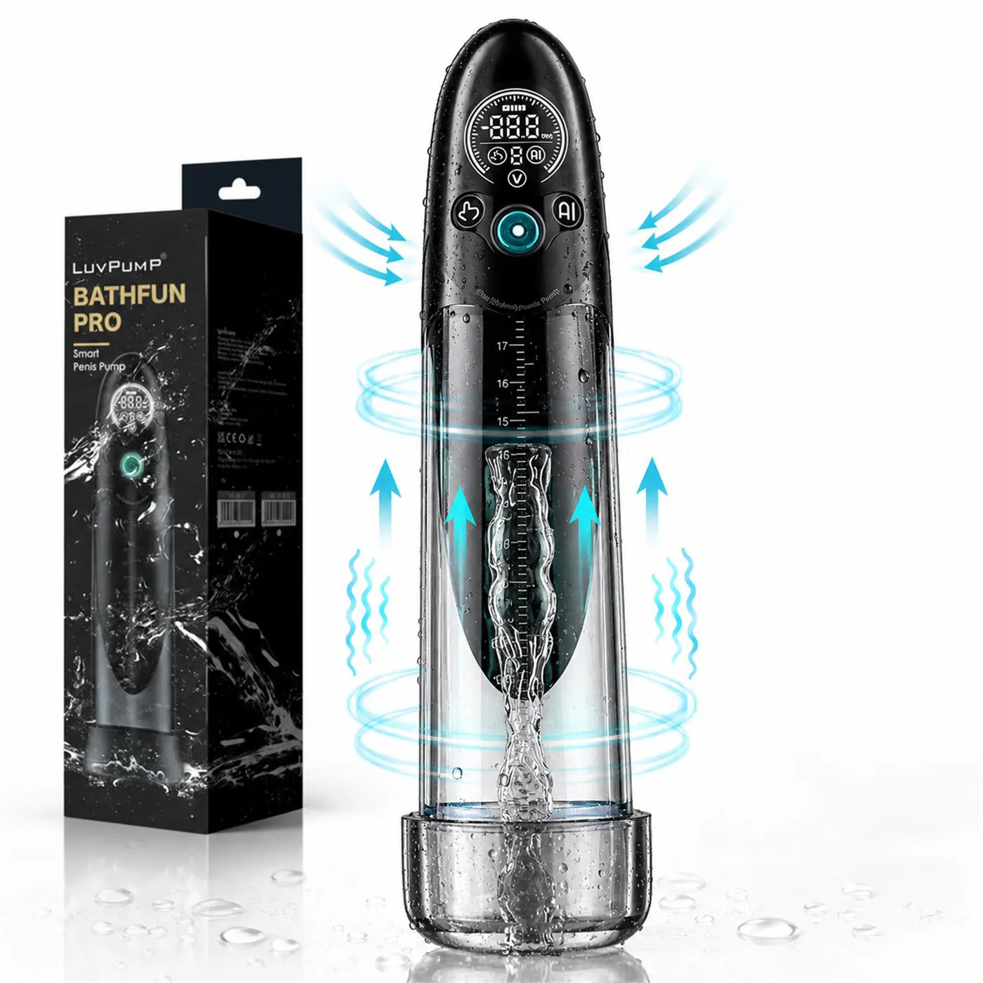 BOMBA DE VACÍO INTELIGENTE Y MASTURBADOR BATHFUN PRO DEEPSEA REALOV CON MANGA MAGIC